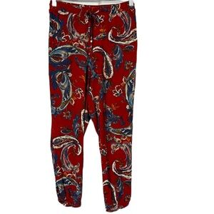 Sky and Sparrow bohemian joggers rusty red paisley print size Small lightweight